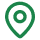 A green map pin icon with a circular hole in the center on a transparent background.