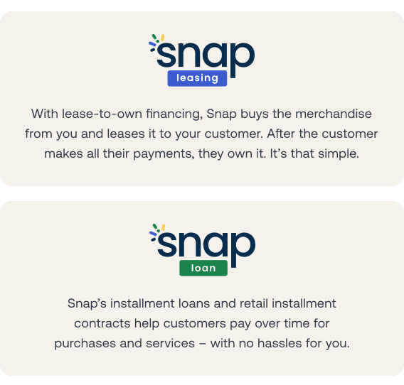 Boost your sales with Snap financing solutions
