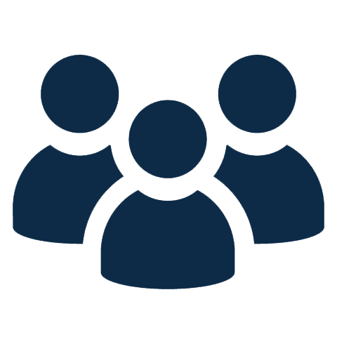 Icon depicting three human silhouettes side by side