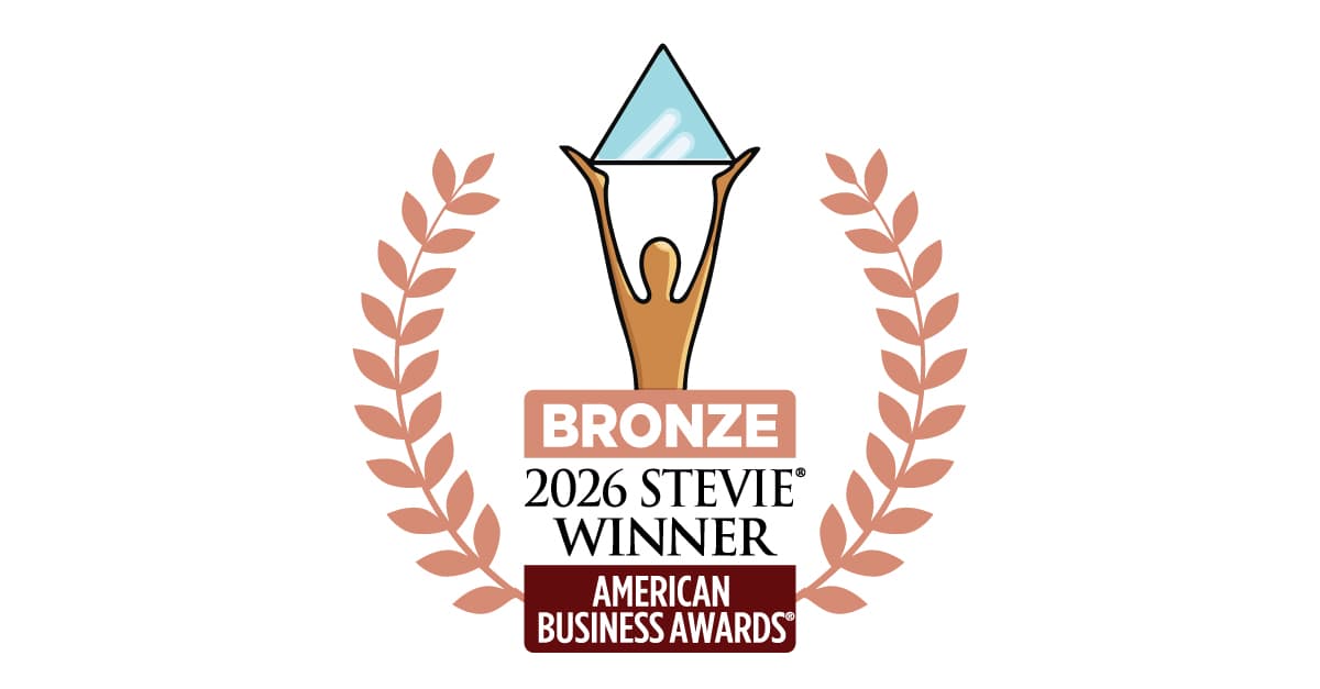 Bronze award emblem of 2026 Stevie Winner, American Business Awards, featuring a trophy and laurel branches.